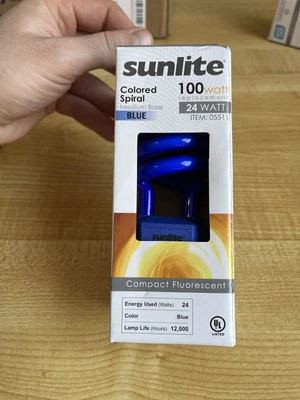 Sunlite 05511-SU 24 Watt Colored Spiral, Medium Base, Blue CFL Bulb - SL24/B NEW - Image 1 of 3