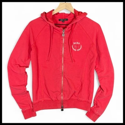 Sudadera con Capucha Vintage BCBGMAXAZRIA Roja Cremallera Completa Género 81 Algodón Elástico Y2K Mujer M Foto 1 de 4