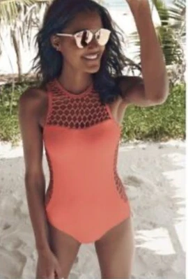 Traje de baño Seafolly malla sobre cuello alto maillot nectarina talla 8 EE. UU. NUEVO CON ETIQUETAS Foto 1 de 4