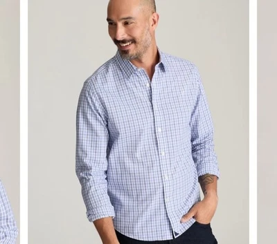 Untuckit Shirt Mens Large Blue White Check Long Sleeve Wrinkle Free Durif NWOT - Image 1 of 4