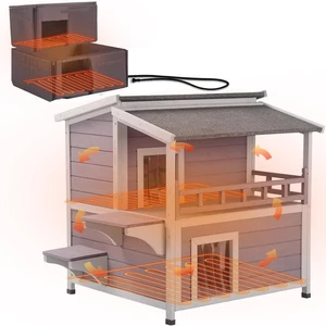 Outdoor Heated Cat House with Safe Heating Pad and Full Insulation Liner - Picture 1 of 6