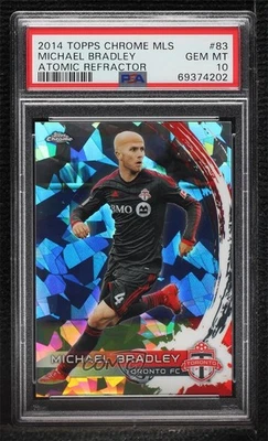 2014 Topps Chrome MLS Atomic Refractor /10 Michael Bradley #83 PSA 10 GEM MT - Image 1 of 2