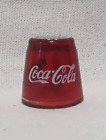 Vtg Coca-Cola, White Graphics Red Glass Collectible Advertisement Sewing Thimble