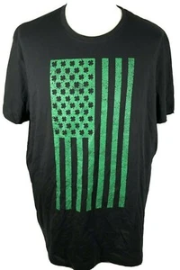St. Patrick USA Flag T-Shirt Men's 3XL Black Green Shamrocks Cotton New - Picture 1 of 5