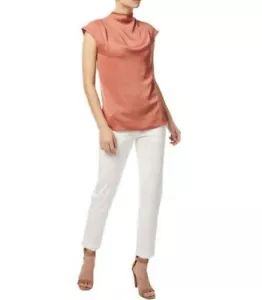 Designer REISS Stella blouse size 8 -BRAND NEW- blush cap sleeve cowl neck satin - Picture 1 of 6