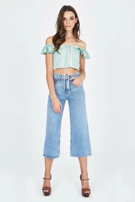 NUEVO Pantalones de mezclilla May cintura alta pierna ancha completos Contro Culottes para mujer talla 25 Foto 1 de 4