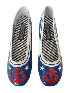 Funtasma Flats Shoes Women's Size 7 Sailor Nautical Navy Slip On Retro, 🆓 - Picture 1 of 7