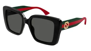 Gucci GG1861S 001 Sunglasses Black/Green/Grey Lens Butterfly Shape 53-20-145 - Picture 1 of 2