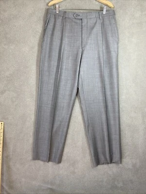 Mens Dress Pants Loro Piano Fabric Gray Wool 36 30 Pleated Front Loose 3" hem - Image 1 of 4