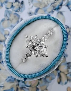 Diamond Ring Marquise Cut 14K White Gold 3.50 Carat Certified IGI Lab Grown - Picture 1 of 8