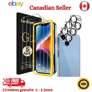 3 x Protecteur Écran + 3 x Protecteur Caméra Verre Trempé iPhone 14 6,1" Anti-Ra - Photo 1 sur 13