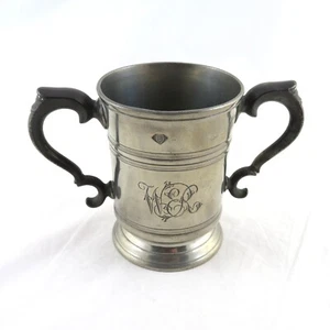 Antique English Pewter Tankard Pint James Edwards Wilderness Row Monogram "WEK" - Picture 1 of 10