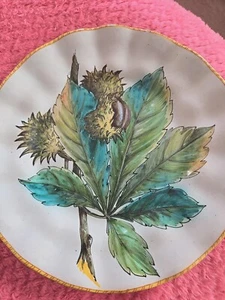 Antike italienische Maiolica Galvani Cantagalli botanische Studie handbemalt Teller 9 - Bild 1 von 8