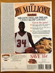 HAKEEM OLAJUWON, RARE ! 1998 "UNCLE BEN'S" ADVERTISEMENT IN EXCELLENT CONDITION - Picture 1 of 1