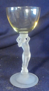 Cambridge Statuesque nude cocktail yellow Gold Krystol frosted stem A3 - Picture 1 of 5