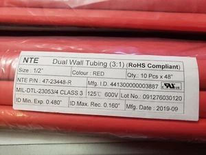 NTE Electronics 47-23448-R Heat Shrink Tubing, Red - Picture 1 of 2