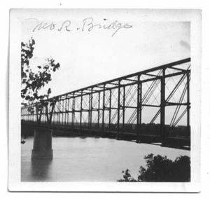 Vintage 1930er Foto Missouri River Bridge schwarz & weiß glänzend 3 5/8 x 3,5 Zoll - Bild 1 von 2