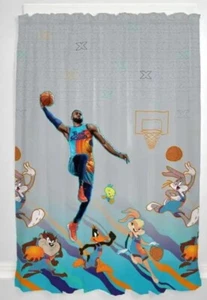 Space Jam Kids Bedroom Window Curtains, 2 Panel Set, 63inch Length, Gray - Picture 1 of 6