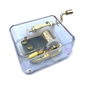 Play "Eine Kleine Nachtmusik" Acrylic Hand Crank Music Box With Sankyo Movement - Picture 1 of 8