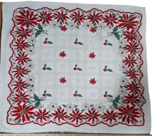 Toalla de plato de Navidad de colección Poinsettia Holly Berry copo de nieve MCM decoración navideña - Imagen 1 de 6