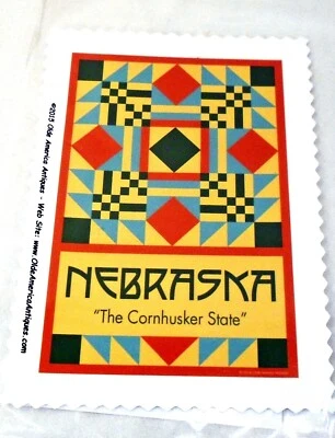 Nebraska Cornhusker Cotton Sateen Quilt Block Olde American Antiques Patch 4x6" - Image 1 of 2