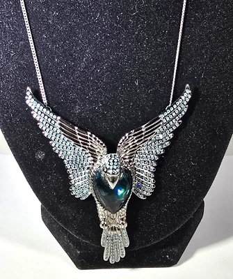 Collar Colgante 16" Swarovski Azul Teal Cristal Fénix Levantamiento Distintivo Foto 1 de 4