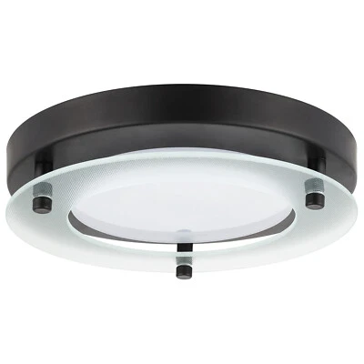 2PK 8" FlushMount Ceiling Light, Floating Glass, 4000K, 17W(80W), Black w/ Clear - Image 1 of 4