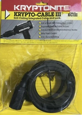 Kryptonite Krypto-CableIII Model KCIII Bike Self-Coiling Cable & Lock With Key - Image 1 of 2