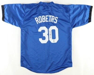 Camiseta deportiva local azul firmada por Dave Roberts de los Dodgers City (día de juego) gerente de Los Ángeles Foto 1 de 4