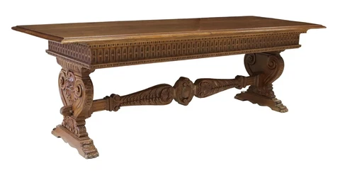 Antique Table, Monumental Renaissance Revival Walnut, Volute Support, 1800s!! Cover