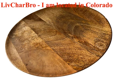 13" Mango Wood Serving Tray Handcrafted Round Platter Solid Wood - Image 1 of 4