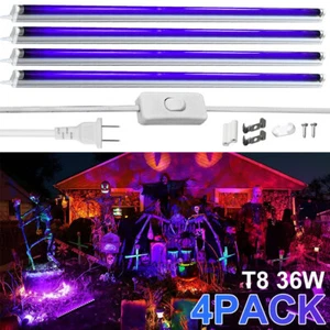 4X 120cm 36W UV Komplettset Schwarzlicht Röhre Schwarzlichtlampe Schwarzlichtset - Bild 1 von 22