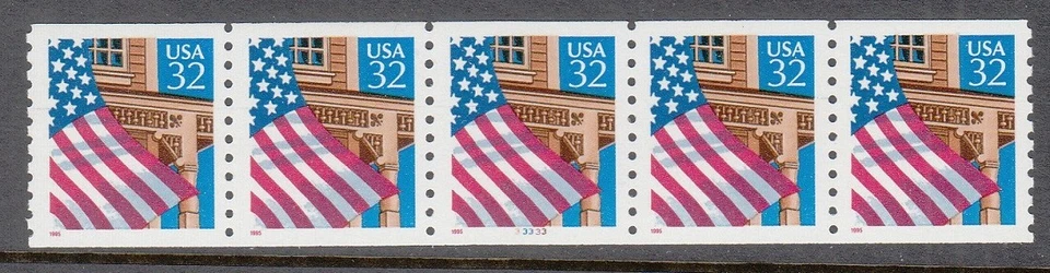 USA PNC SC# 2913 FLAG OVER PORCH 32c SELF ADHESIVE MNH-PL# 33333 -FINGERPRINTS - Image 1 of 1