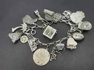 Vintage Silber Bettelarmband mit 18 Charms 7" mit einem Danecraft - Bild 1 von 8