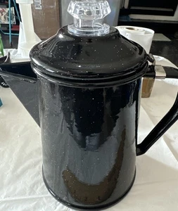 Cafetera vintage esmaltada negra con etiquetas nunca usada - Imagen 1 de 10