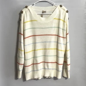 Maglione Misia bianco a righe con bottoni sulle spalle taglia L - Foto 1 di 7