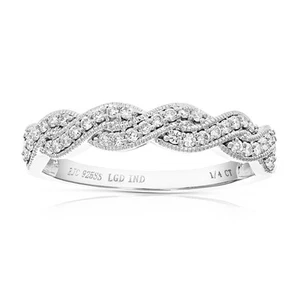 1/5 cttw Lab Created Diamond Wedding Band in 925 Sterling Silver Prong Size 7 - Picture 1 of 7