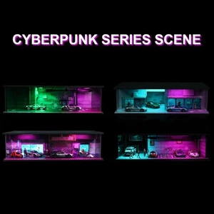 Diorama 1/64 Cyberpunk Garage Model Lighting Car Parking Lot Scene Display Model - Picture 1 of 53
