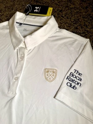 NUEVO CON ETIQUETAS Camisa de Golf Blanca Boca Raton Club Under Armour Mujer HeatGear Monograma MED Foto 1 de 4
