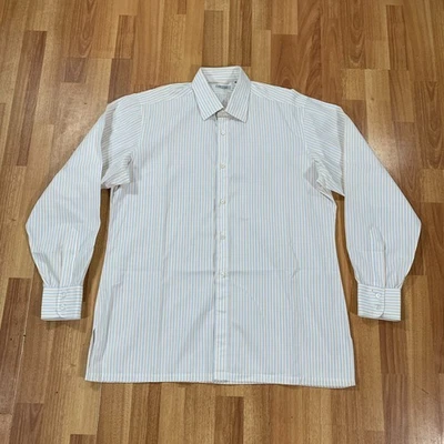 Charvet Paris Dress Shirt Mens Large 42 White Orange Blue Stripes Button Up - Image 1 of 4