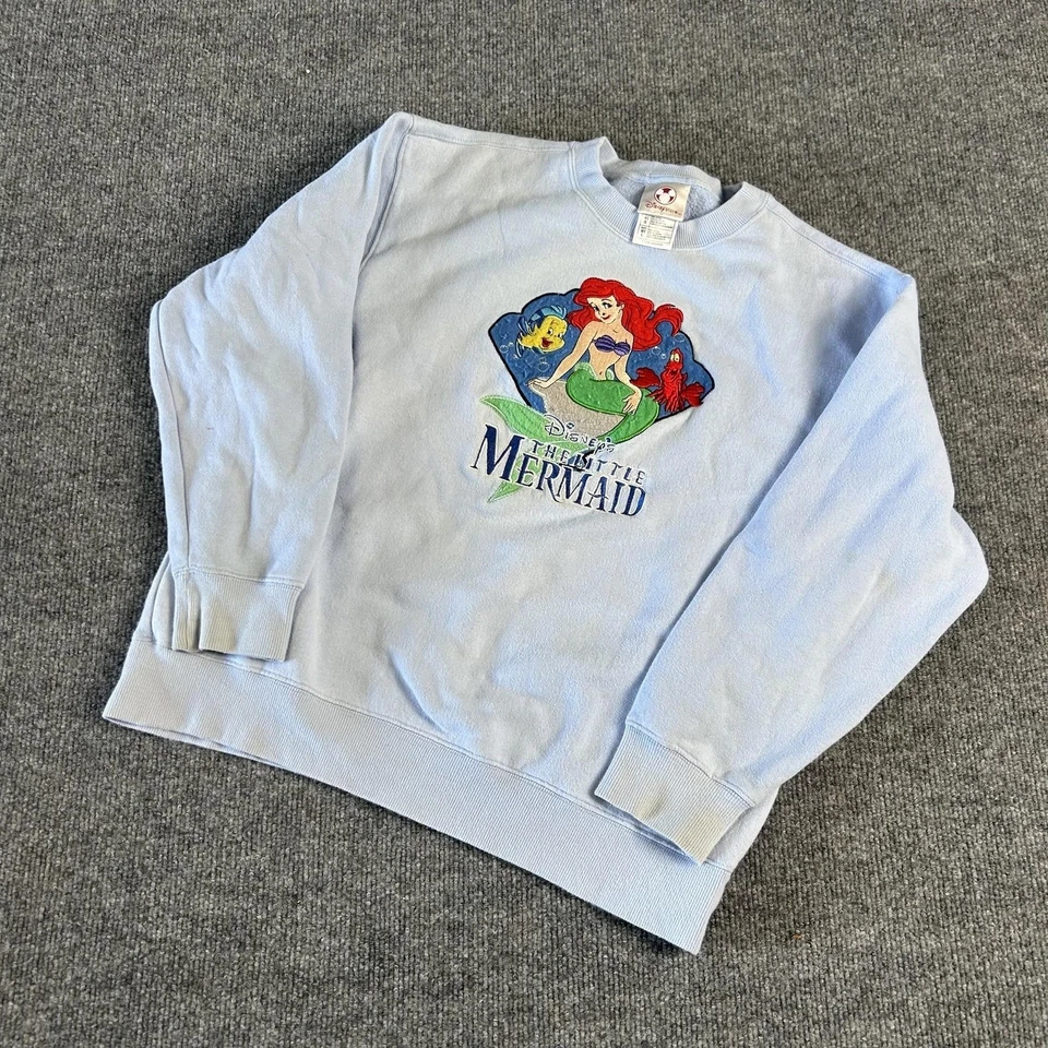 Sudadera Disney Sirenita Niñas Grande 10/12 Azul Ariel Flounder Sebastian Foto 1 de 4