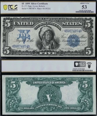 SC 1899 $5 Fr.271 First Issue Lyons|Roberts Chief Silver Certificate PCGS 53 - Image 1 of 4