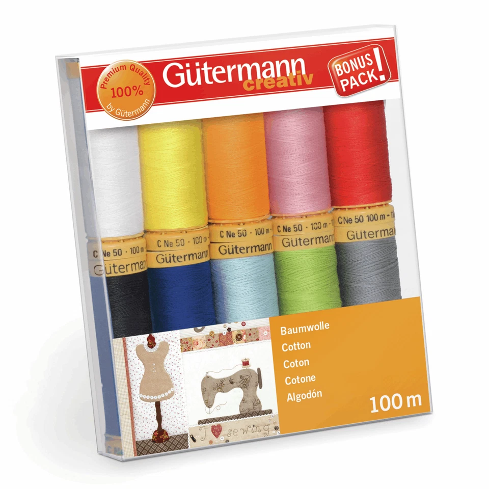 Gutermann Thread Set: Natural Cotton C No. 50 - 10 x 100m - Colour Assortment 2 - Image 1 of 1