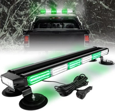  26inch 126 LED Rooftop Emergency Strobe Lights Bar Double Side Green/White - Image 1 of 4