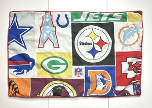 Vintage NFL Football Fabric Team Logo Steelers Jets Pillowcase Bed Sham Set Of 2 - Picture 1 of 8