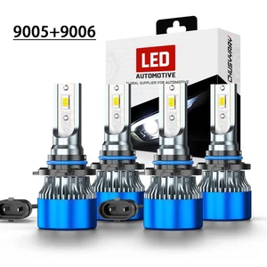 9005+9006 LED Combo COB LED Headlight Kit 360000LM Light Bulbs Hi/Low Beam 6000K - Picture 1 of 11