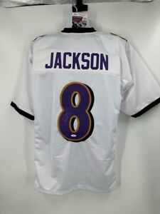 Lamar Jackson Baltimore Ravens Autographed Signed Jersey White JSA Certified