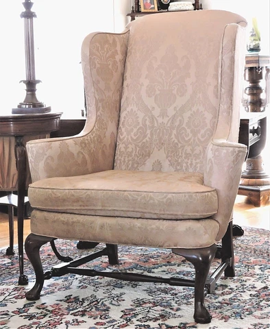 Wingback ARM CHAIR, Century Furniture Co, Hickory, NC, James River, 47"t, c1960 Cover