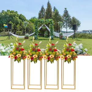 Gold Metal Flower Stand Rectangular Rack For Wedding Table Centerpieces Decor - Picture 1 of 11