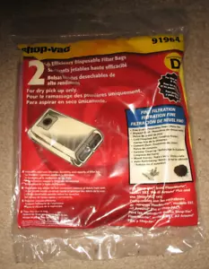 ShopVac Disposable Vacuum Filter Bags Type D 91964 - Picture 1 of 1